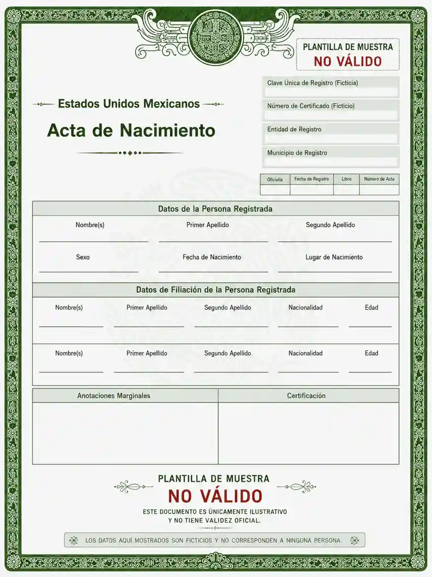 Mexican birth certificate translation template